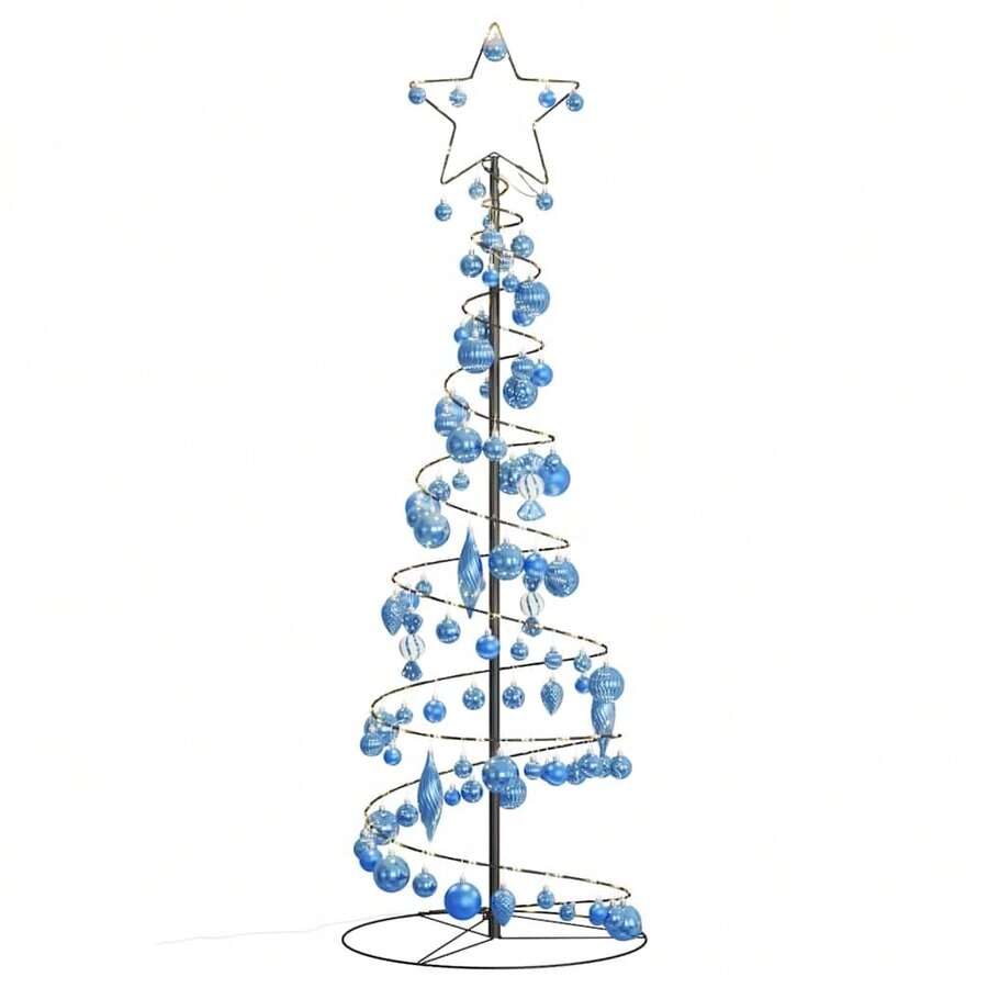 LED Christmas Tree With Baubles 100 LEDs Warm White 150 Cm - Blue - View 1