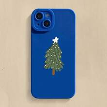 Weihnachtsbaum Grafik Handyhülle für iPhone 17 16 15 14 13 12 11 Pro Max 17 Air 16E XS X XR 7 8 Plus SE stoßfeste weiche Hülle - Kleinblau - Übersicht 2