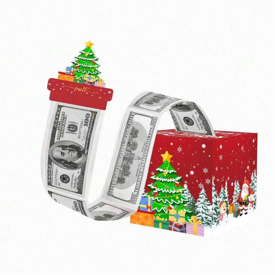 Christmas Pull-Out Cash Box, Warm Family Party Best Surprise Gift Box - Red - View 1