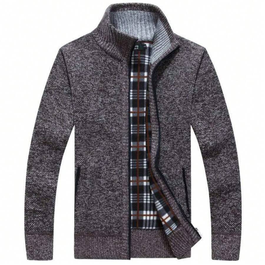 Men Sports Cardigans - Brown - View 1