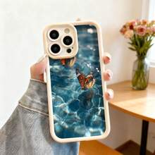 Cubierta de teléfono con borde negro diseño de mariposa sobre agua azul para uso diario y estilo moderno - Burdeos - Ver 4