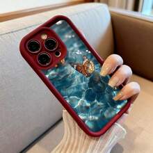 Cubierta de teléfono con borde negro diseño de mariposa sobre agua azul para uso diario y estilo moderno - Burdeos - Ver 6