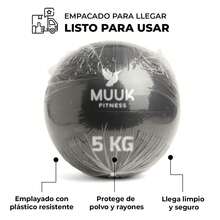MUUK FITNESS Balón Medicinal 5 kg Profesional de PVC Reforzado con Costuras Resistentes y Superficie Antideslizante | Pelota Wall Ball para Crossfit, Entrenamiento Funcional, Ejercicio de Fuerza y Resistencia | Ideal para Giros Rusos, Sentadillas, Abdominales, Box, Home Gym y Rutinas de Impacto - 5 kg - Ver 10