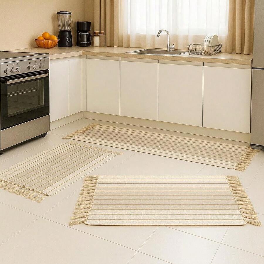 Jogo de Passadeira Tapetes Kit 3 Peças Para Cozinha Decorativo