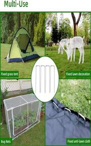 Luijnbn 30 Pack Lawn Staples, Premium Garden Landscape Staples, Galvanized Heavy-Duty Gauge Stakes, U-Shaped Tent Stakes, Anti-Rust Fence Netting Pins Ground Spikes, Sod Pins - 黑色 - 查看 6
