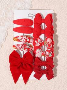 11件/套 各式各样可爱的手工发夹，专为儿童设计，色彩鲜艳，时尚可爱，非常适合女孩和儿童在日常生活、聚会和节日佩戴。 - 彩色 - 查看 12