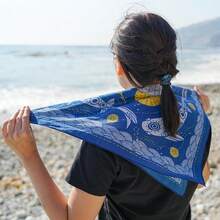 ¡RecomendadoBandana - Koi - Pañuelo boho floral extra suave 100% algodón, pañuelos para la cabeza, 55 x 55 cm, unisex¡Top de Temporada - Azul - Ver 9