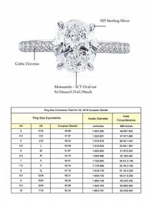 XUJIA 1枚3克拉莫桑石订婚戒指，925纯银椭圆形莫桑石戒指，8x10毫米D色VVS1净度莫桑石，立方氧化锆点缀，结婚戒指，周年纪念礼物，女士新娘首饰 - 銀色 - 查看 8