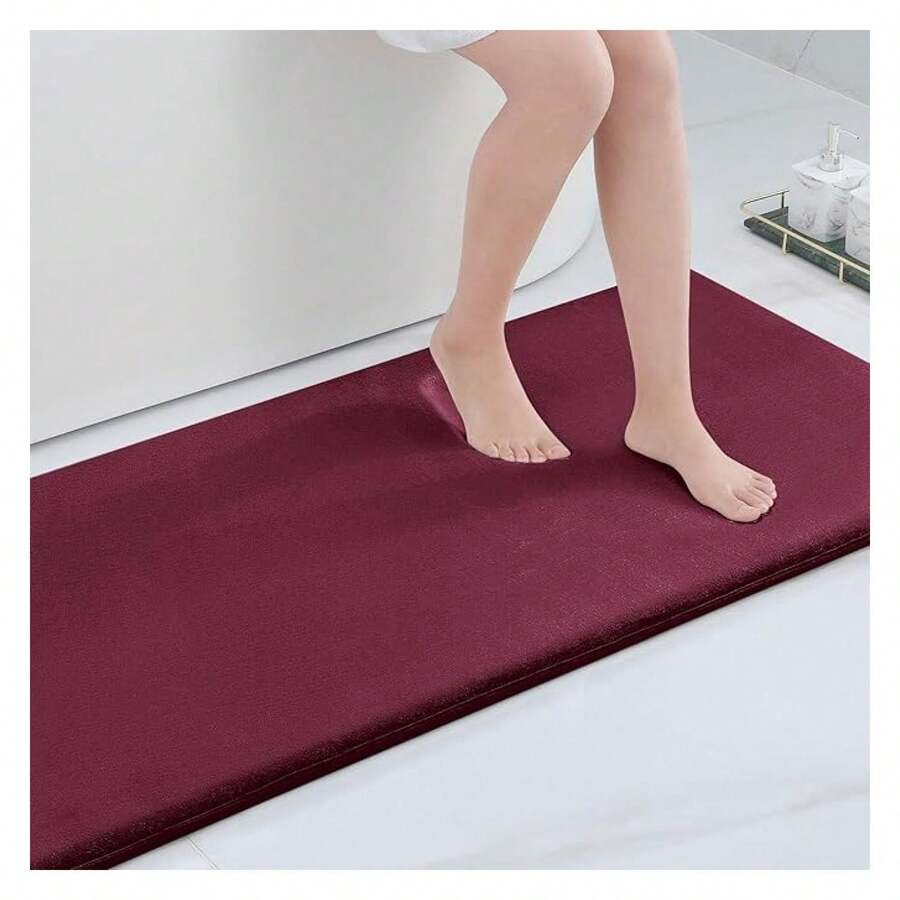 Memory Foam Bath Mat 47x24, Extra Soft And Absorbent Bathroom Mats, Non Slip Washable Carpet For Floor, Shower And Tub, Burgundy - 多色63 - 查看 1