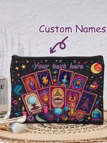 Customizable Name Makeup Bag, Personalized Tarot Card Storage Pouch, Suitable For Magical Girl Theme Party Gifts, With Zipper Storage Pocket, Applicable For Cosmetics And Toiletries - Multicolor - View 6