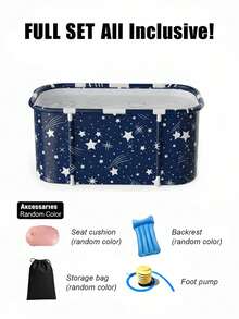 Foldable Bathtub Without Installation, Adult Bath Tub For Soaking/Sweating/Sauna, Multifunctional Bathing Bucket Bathroom Decor Fall Decor Bathroom Accessories Back To School - Blue Starry Sky - View 9