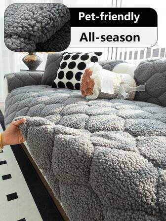 1件雪尼尔大葫芦沙发垫，奢华防滑坐垫，四季皆宜，宠物友好，可机洗，家居装饰，可选单人座、双人座、三人座、四人座，含靠背和扶手套