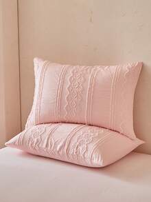 2/3件套粉色簇绒提花涤纶被套组，波西米亚复古独特床上用品套装，四季皆宜（1个被套+1/2个枕套），柔软透气，无填充物 - 粉色 - 查看 6
