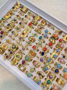 Assorted Women's Engagement Rings, Luxury Sweet Turquoise Decorated Rings For Engagement, Wedding, Party, Jewelry, Valentine's Day, Birthday Gift