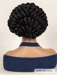 Short Handmade Crochet Lace Wig, Cute Synthetic Braided Lace Wig With Baby Hair, Seamless Crochet Wig - Black - View 5