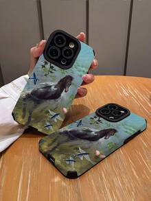 1pc Fashionable Minimalist Diving Pattern Vertical Faux Leather Texture Classic Anti-Slip Anti-Drop Soft Protective Phone Case Compatible With Apple And Phones 17/17AIR/17PRO/17PROMAX - Multicolor - View 2