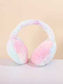 1pc Kids Colorful Tie-Dye Plush Earmuffs, Windproof & Warm, Cute For Outdoor & Daily Use - Multicolor - View 7