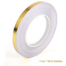 لفة بطول 50 متر من شريط لاصق مقاوم للماء لفواصل البلاط، متوفر باللون الذهبي/الفضي المصقول. هذا الشريط الديكوري لفواصل البلاط مثالي لتجميل فواصل البلاط، تصميمه اللاصق مقاوم للماء ومقاوم للبقع، بسطح ناعم وسهل التنظيف وملمس معدني يعزز التأثير الديكوري - متعدد الألوان - مشاهدة 14