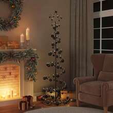 LED Christmas Tree With Baubles 120 LEDs Warm White 180 Cm - Black - View 2