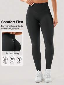 VOYJOY Leggings sportivi da donna senza cuciture invisibili scrunch culotte leggings opachi boom booty leggings da donna vita alta culo push up palestra yoga leggings neri - nero - Visualizzare 3