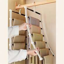 1pc Portable Storage Clothes Hanger Multi-Functional Pants Hanger Ladder Hanging Pants Folding Pants Hanger Stainless Steel Pants Hanging Pants Clip Multi-Layer Non-Marking Storage Hanging Pants Hangersh,(This Product Needs To Be Assembled By Itself. Installation Is Simple And Easy To Operate) Dress Pants Shoes Jeans Boots Skirt,Spring,Minimalist,Summer Tops