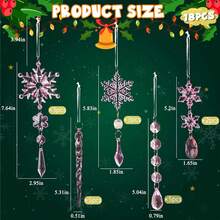 18-Piece Christmas Ornament Set, Christmas Tree Decorations, Crystal Christmas Ornaments, Hanging Acrylic Snowflakes And Icicles With Ribbon. - 彩色 - 查看 5