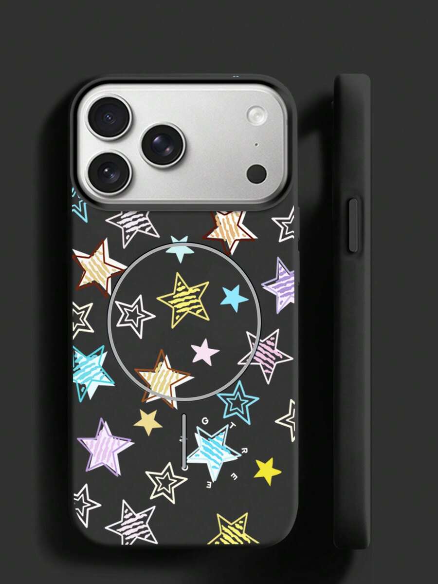 Matte magnetische Handyhülle mit vollflächigem Pentagramm für iPhone 17 Pro Max und 17 Air, weiche, stoßfeste TPU-Schutzhülle - Pink - Übersicht 1