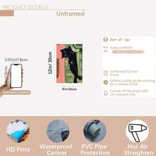 1pc Vintage-Style Black Cat On Sofa Wall Art, Frameless Canvas Print With Green & Pink Cocktail Design, Modern Aesthetic For Living Room Or Bedroom Decor, Indoor Wall Art | Playful Design | Frameless Art, Cat Decor - Multicolor - View 13