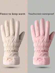1 Pair Women's Waterproof Winter Gloves, Warm Windproof Thermal Lined Touchscreen Gloves Cycling, Driving, Outdoor Activities Prevent Rain Autumn Accessories - 彩色 - 查看 12