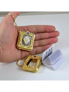 伊斯兰穆斯林钥匙扣，金属和塑料材质，宗教信徒纪念品，教堂礼物，派对节日吊坠礼物，无能量，无羽毛，随机宝石（红/蓝） - 彩色 - 查看 3