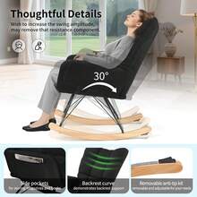 Rocking Chair For Living Room, Rocking Armchair Upholstered With Teddy Fabric, Recliner, Sun Lounger, Garden Lounger - Black - View 4