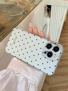 1pc Thick Transparent Anti-Drop UV Painted Android Model PU Phone Case With Popular Black Dot Pattern Design, Compatible With Iphone/ Galaxy - Multicolor - View 5