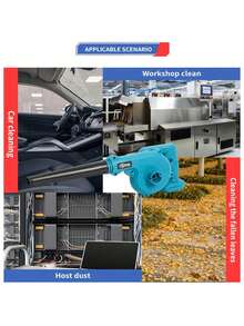 Soplador de hojas inalámbrico, barredora/aspiradora eléctrica de mano 2 en 1 con batería de litio de 18 V 2,0 Ah para soplar hojas, limpiar polvo, basura pequeña, automóvil, unidad principal - Azul - Ver 7