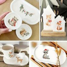 4pcs Christmas Tree & Rabbit UV DTF Transfer Stickers - Self-Adhesive, Easy To Apply, Perfect For Glassware, Bottles, Crafts - Festive Holiday , Festive Decoration | Festive Design | Easy Application Stickers, Christmas Decorations, Stickers - Multicolor - View 3