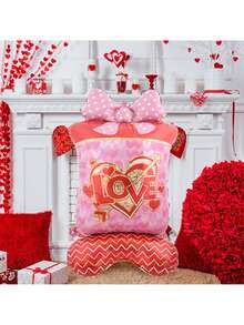 Caixa de Presente Grande de 150cm com Desenho de Letra LOVE e Coração em Dourado - Adequada para Dia dos Namorados, Confissão, Aniversário, Comemoração e Decoração de Festa, Decoração de Balão do Dia dos Namorados