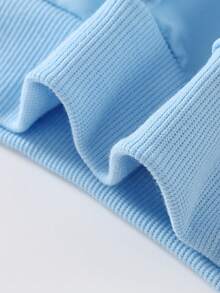 1件少女卡通元素卫衣，舒适，适合春秋季动漫活动和个性化风格 - 藍色 - 查看 6