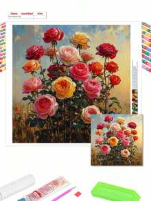 Kit de pintura de diamantes 5D - Taladros acrílicos redondos, serie floral, juego de mosaico de punto de cruz Jardín de rosas, decoración de pared, manualidad como regalo para adultos y principiantes - 30x30cm/11.81x11.81 pulgadas - Multicolor - Ver 8