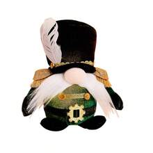 Gnomo de peluche navideño iluminado con sombrero de copa de plumas, muñeco sin rostro, juguete de peluche para escritorio, hogar, decoración navideña - Verde - Ver 6