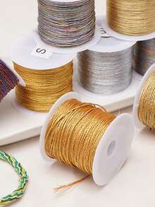 beadia 0,2-1mm 15-100m Nylongeflecht Schnur, Gold, Silber, Retro Farben, nicht-elastisch Perlen Schnur, Schmuckherstellung Seil | Geeignet für Weihnachten, 3-15 Stränge Mehrstrang Seil, vielseitig und langanhaltend Dekorations Schnur - DIY Weihnachtsdekoration - Kabel - Übersicht 2
