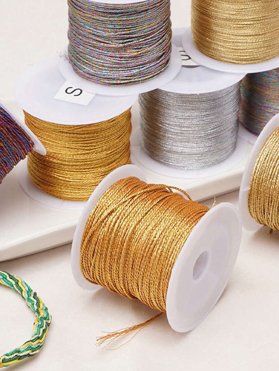 beadia 0,2-1mm 15-100m Nylongeflecht Schnur, Gold, Silber, Retro Farben, nicht-elastisch Perlen Schnur, Schmuckherstellung Seil | Geeignet für Weihnachten, 3-15 Stränge Mehrstrang Seil, vielseitig und langanhaltend Dekorations Schnur - DIY Weihnachtsdekoration