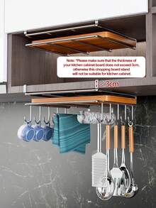 1件装厨房橱柜收纳架，锅盖和砧板架，多功能储物架，适用于厨房、办公桌，2025年圣诞节、万圣节等节日送礼佳品，也可用于厨房、餐边柜、客厅、书房等场所。 - 白色 - 查看 5