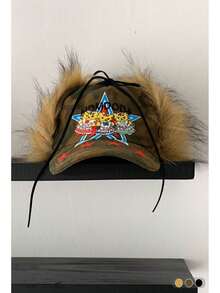 复古美式豹纹加厚绒耳罩飞行员帽，女士秋冬保暖防风