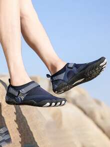 Kids' New Breathable Mesh Elastic Lightweight Non-Slip Convenient Hook & Loop Closure Children's Outdoor Hiking Beach Water Shoes - Blue - View 4