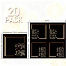 20片/40片/60片，2026新年派对用品，新年快乐一次性纸巾装饰，黑金新年装饰饮料餐巾纸，适用于圣诞酒吧2026新年派对装饰用品 - 彩色 - 查看 3
