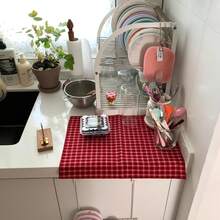 1/2/6pcs Vintage Style New Year Warm Handmade Red Plaid Square Napkins Decorative Placemats Ins Style Tablecloth - Multicolor - View 5