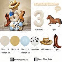 33Pcs Cowboy Horse Theme Party Cow Printed Balloon Cowboy Christmas Party Decor Hat Cowboy Boots Balloon Set Cowboy Tribe Theme Birthday Party Decor 2026 New Year Party Decoration Game Nights, Gifts & Reward Boxes - 彩色 - 查看 5