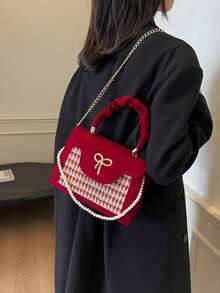 Bolso de mano y bolso de hombro de color contrastante de moda - Rojo - Ver 11