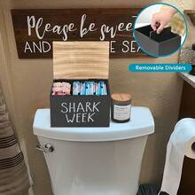 Women's Menstrual Period Essential Storage Box, Wooden Bathroom Storage Bin With Lid,  Design, Soft Wood Material, Durable, Black, Not Washable, Suitable For Women's Hygiene Products - 黑色 - 查看 1