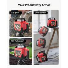 Rotary Laser Level Kit, 1650ft 360-Degree Self Leveling Red Horizontal Laser Transit,With Tripod,Receiver,Remote Control, Scale,Toolcase, IP66 Waterproof, 0.80in/100ft Precision For Construction - 查看 8
