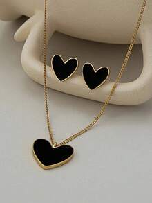 3 Pendientes y collares con forma de corazón, de moda y sencillos, como regalo - Multicolor - Ver 6